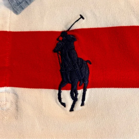 Ralph Lauren Boys Red and White Polo with Chambray Collar Sz L 14/16 - Picture 4 of 9
